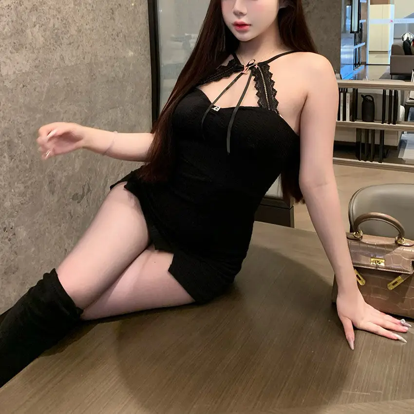 Sexy decote em v vestido tank feminino emagrecimento renda splice design sensível suaviza sua silhueta pequeno vestido preto