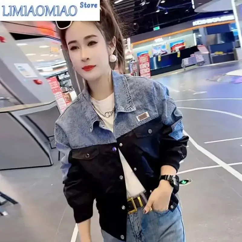 New Short Denim Jacket Women Loose Summer Spring Autumn Coat Women Slim Sweet Jacket Joker Coat Color Matching Embroidery