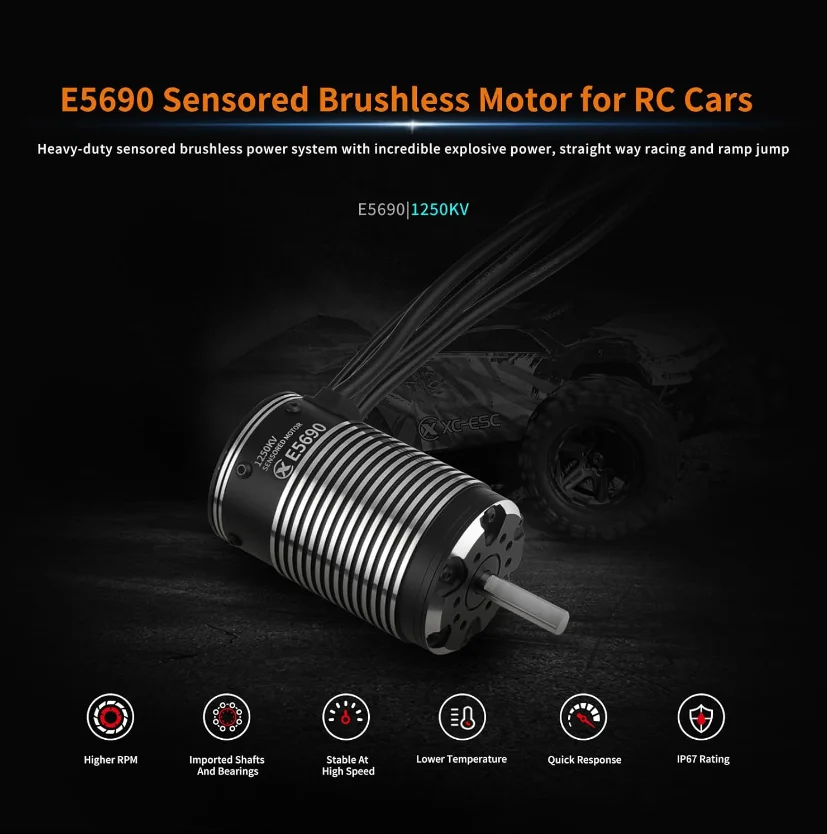 محرك XC 4990/5690 بدون فرشاة لسيارات RC، مقاوم للماء بالكامل، نموذج التحكم عن بعد بمقياس 1/6 و1/7 #6