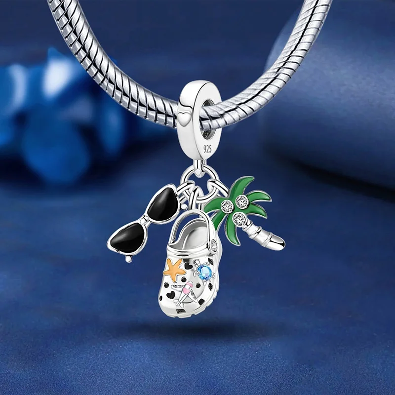 

Солнцезащитные очки с динозавром из стерлингового серебра 925 пробы, подвески в виде бабочки и щенка, подвески из бисера, подходят для браслета «сделай сам», изготовление подарков высокого качества ювелирных изделий