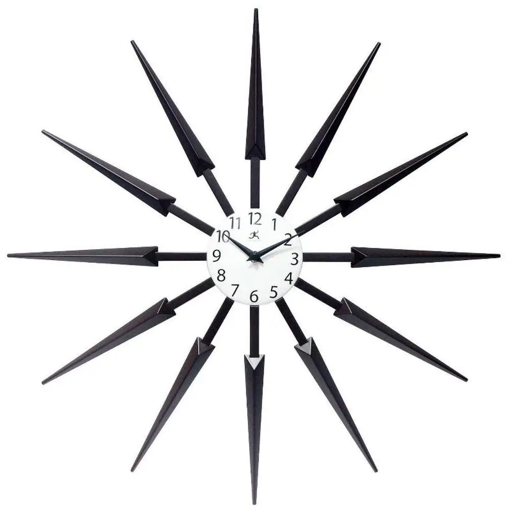 

24.5" Modern Starburst Plastic Wall Clock Indoor Analog White Face Easy Assembly AA Battery-operated Black Hands Stylish Celeste