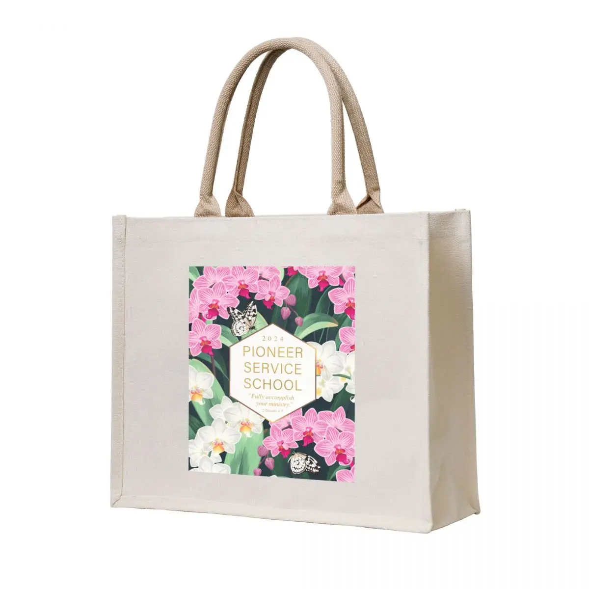 

Pioneer Service School (Pink & White Orchids and Butterflies) Tote Bag Shopping bags tote bag custom cute pouch bag