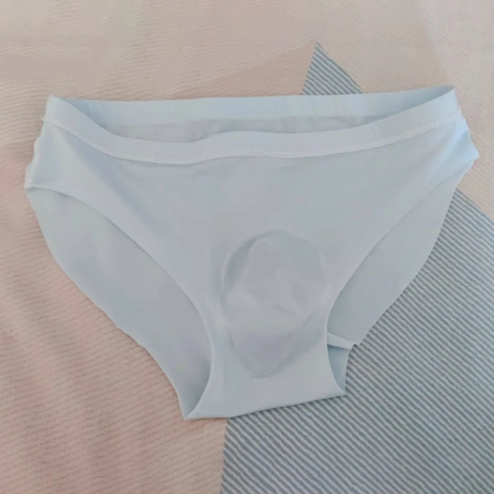 

Transparent Ice Silk Men Seamless Briefs Lightweight Elastic Soft U Convex Pouch Panties Man Bikini Underwear Tanga
