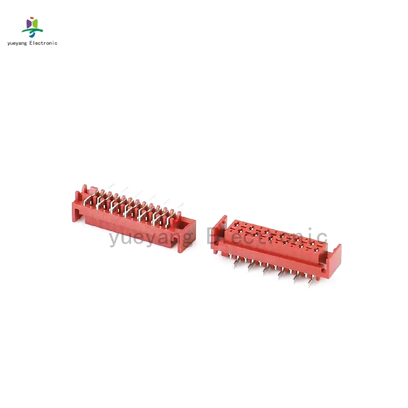 20Pcs 2.54mm Red IDC Micro match connector 4P 6P 8P 10P 12P 14P 16P 18P 20P 24P 26P  slot female socket smt soldering staggered