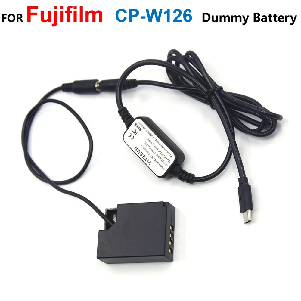 

CP-W126 DC Coupler NP-W126 Dummy Battery+USB C Power Cable Adapter For Fujifilm X-PRO1 X-E3 HS33 HS30 HS50 XT200 XT1 XT2 XT3