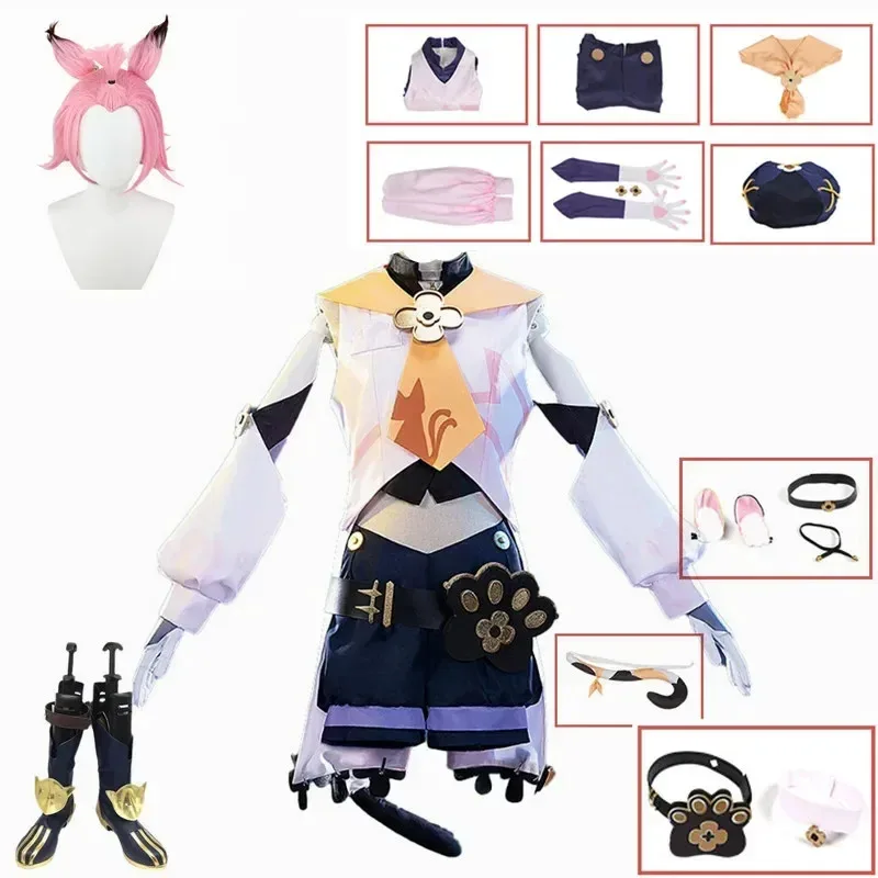 

Diona Cosplay Costume Lovely Uniform Hat Tail Wig Outfit Game Cosplay Bartender Diona Costume Lolita Uniforms