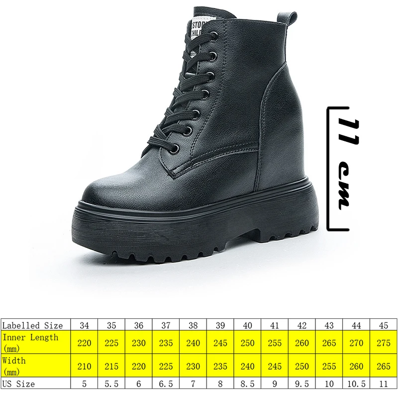 Fujin 11cm Platform Wedge Hiden Heel Women Casual Boots Spring Autumn Warm Fur Winter Shoes Booties Motorcycle Female Punk