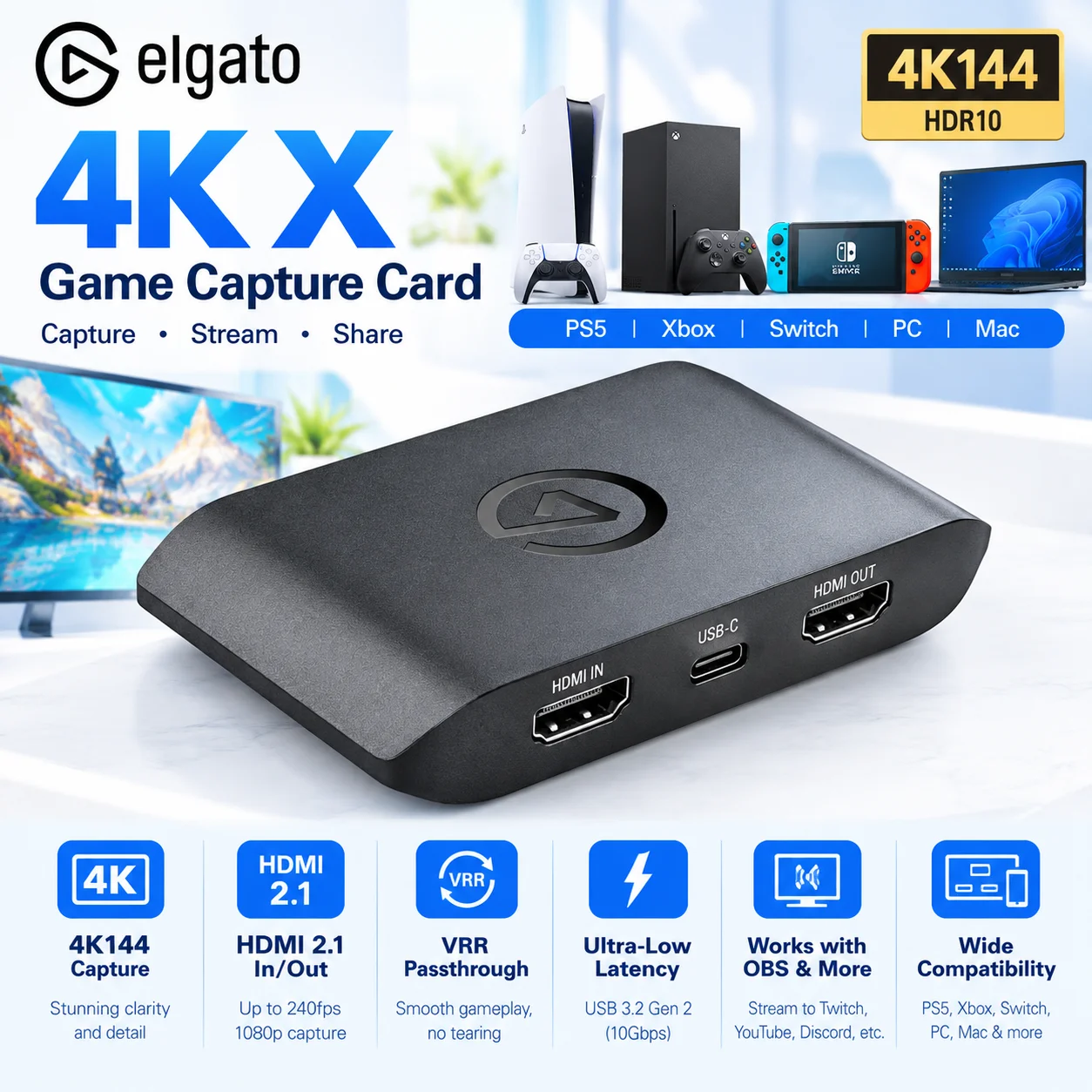 Elgato 4K X HDMI 2.1 Capture Card