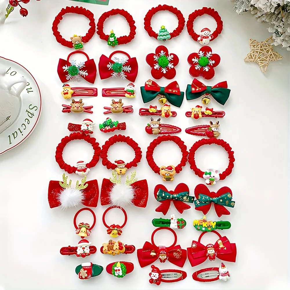 10 Pieces of Christmas Element Accessories, Hair Ties and Hairpins Set, Suitable for Girls, Christmas Gifts