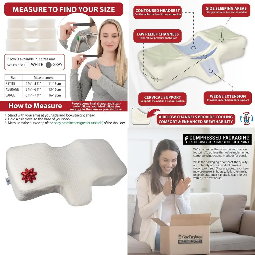 

Эргономичная подушка из пеноматериала для поддержки шеи и выравнивания позвоночника — миниатюрная, фирма, белая