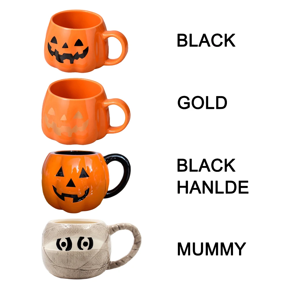 Pumpkin Shape Desktop Coffee Mug Durable Water Milk Soup Halloween Decoration Home Ceramic Exquisite Breakfast Cute Reusable