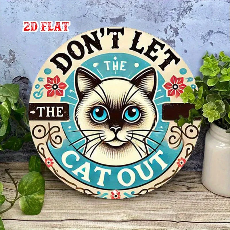 2D Flat, Aesthetics Design Metal  Whimsical Cat Metal Wall Art Decor, Wall Decor Signs for Home, Garage, Dining Room, Cafe