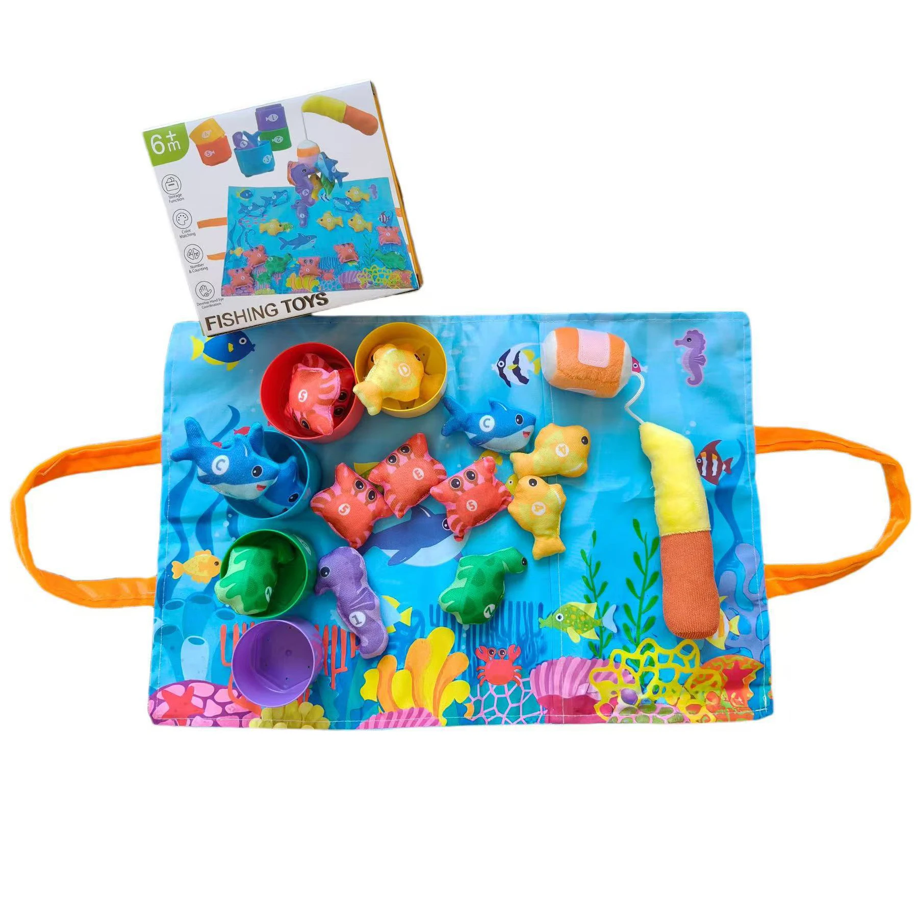 Montessori ของเล่นสําหรับเด็กวัยหัดเดินผ้าตกปลาเกมการศึกษาการเรียนรู้ของเล่นซ้อนถ้วยนับจํานวนการเรียงลําดับสีของเล่น