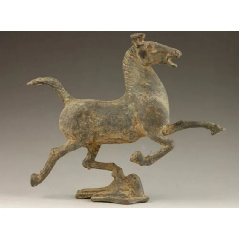 ancient Old Patina Bronze Galloping Horse Treading on a Flying Swallow Statues