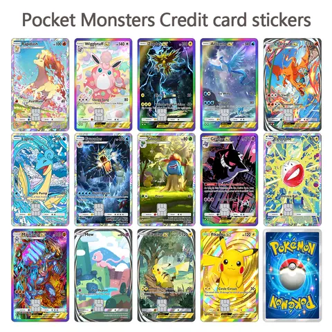 PTCG Poket Genetic Apex Series Credit Card Skin Stickers for VISA Credit Card Debit Beautify Decoration No Residue