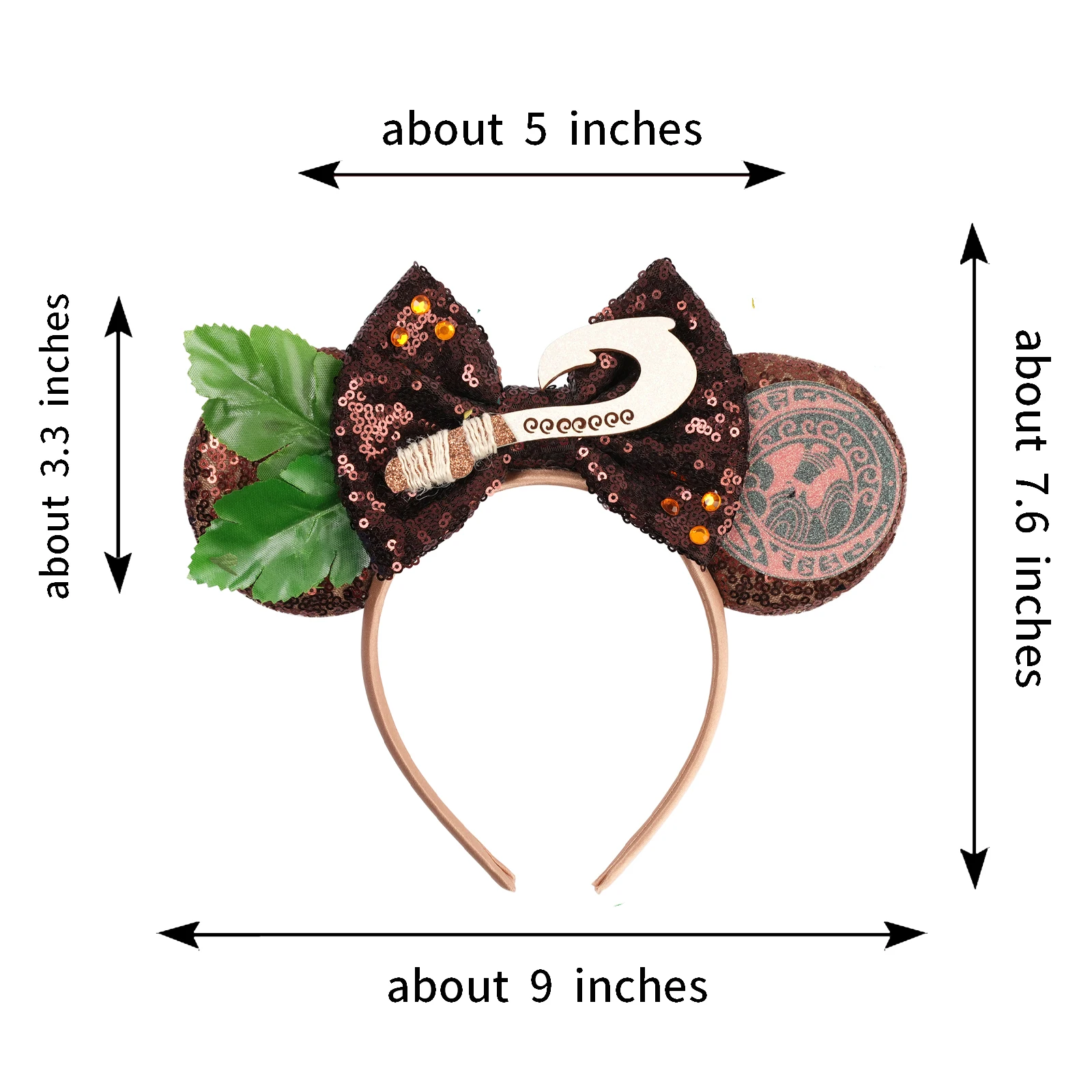 Disney Maui Hook Headbands for Girls Mickey Mouse Ears Hair Accessories Women Cosplay Moana Hairbands Kids Leaves Shell Headwear view 5