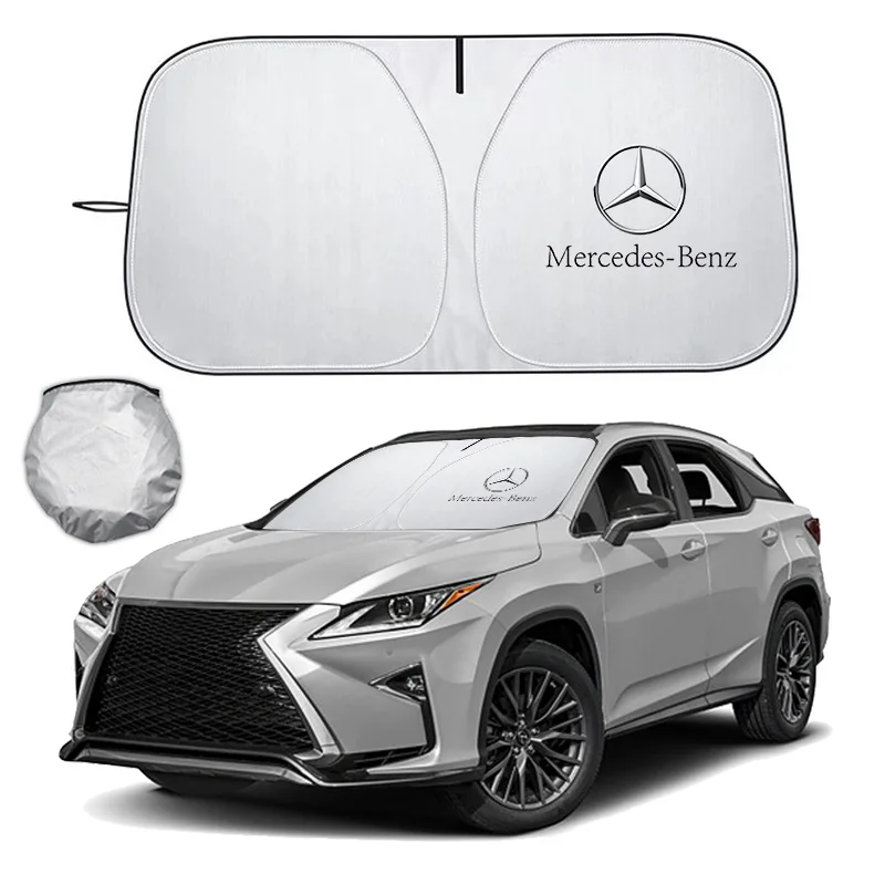 

Foldable Car Front Windshield Sunshade Upgraded Thick Titanium Silver For Mercedes Benz AMG A C E Class W201 W210 W108 W204 W205