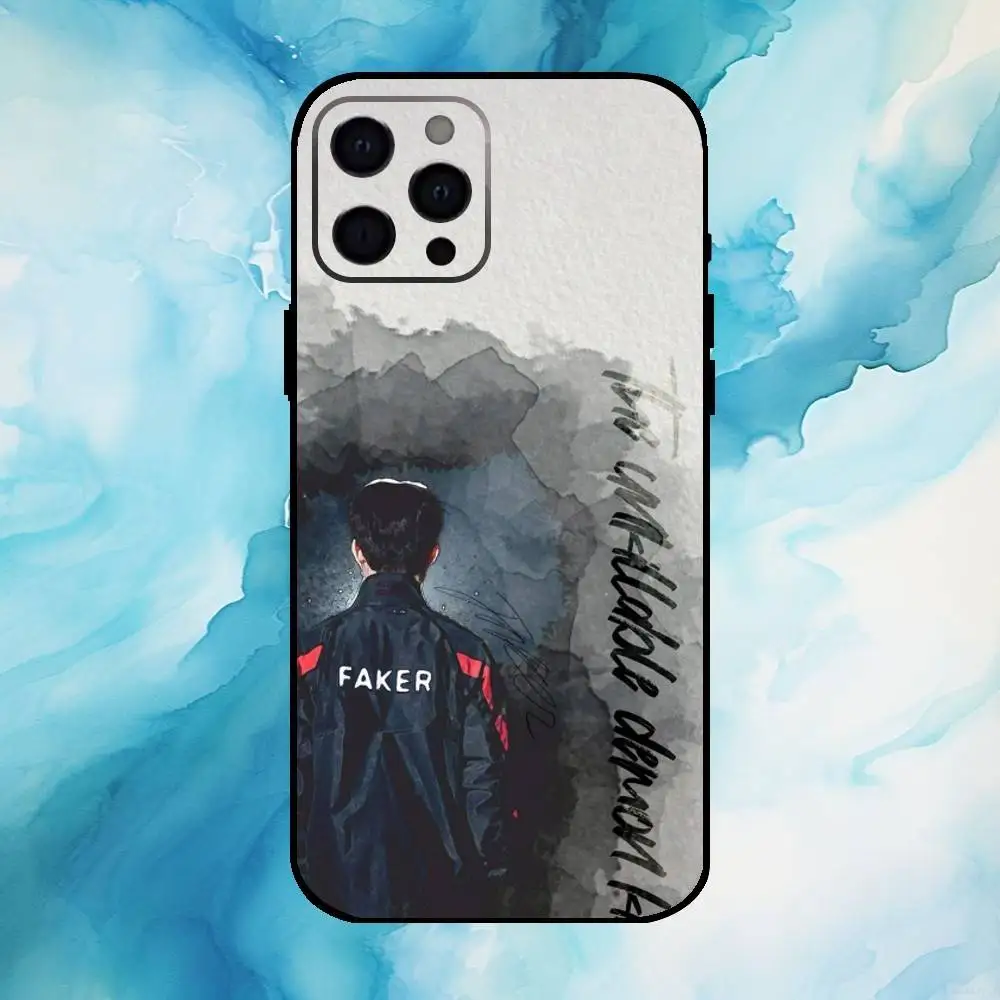 Funda de teléfono SKT T1 Faker L-LOL para iPhone17,16,15,14,13,12,11 Plus,Pro Max, funda negra suave