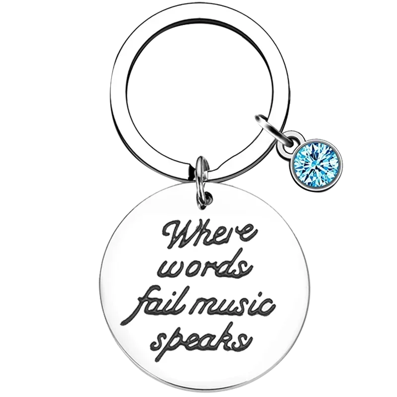 Music Key Chain Ring Where Words Fail Music Music Speaks keychains pendant Note-Music Lover gift