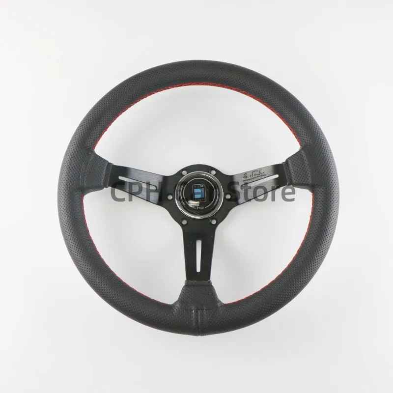 Car Nardi 13''  SIM JDMUniversal320MM Steering Wheel Artificial Leather Red Braided Wire Classic Style Sports Racing Horn Button