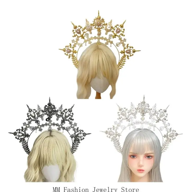 

D0UB Sweet Charm Baroque Crowned Hairband Headgear For Themed Event Photography And Gothic Fashion Enthusiasts