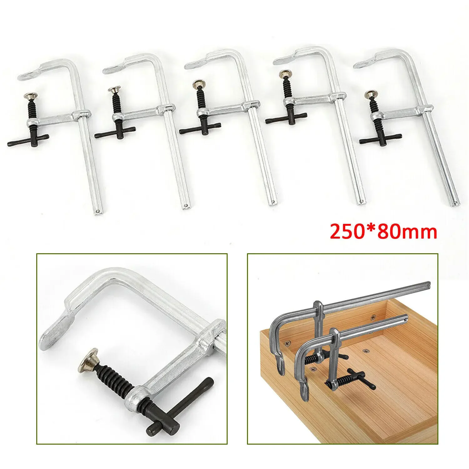 ตัวหนีบงานไม้แบบหนัก 5 ชิ้น ขนาด 250*80 มม. ตัวหนีบเชื่อมเหล็กคุณภาพอุตสาหกรรม ผลิตจากเหล็กตีขึ้นรูป แข็งแรงทนทาน