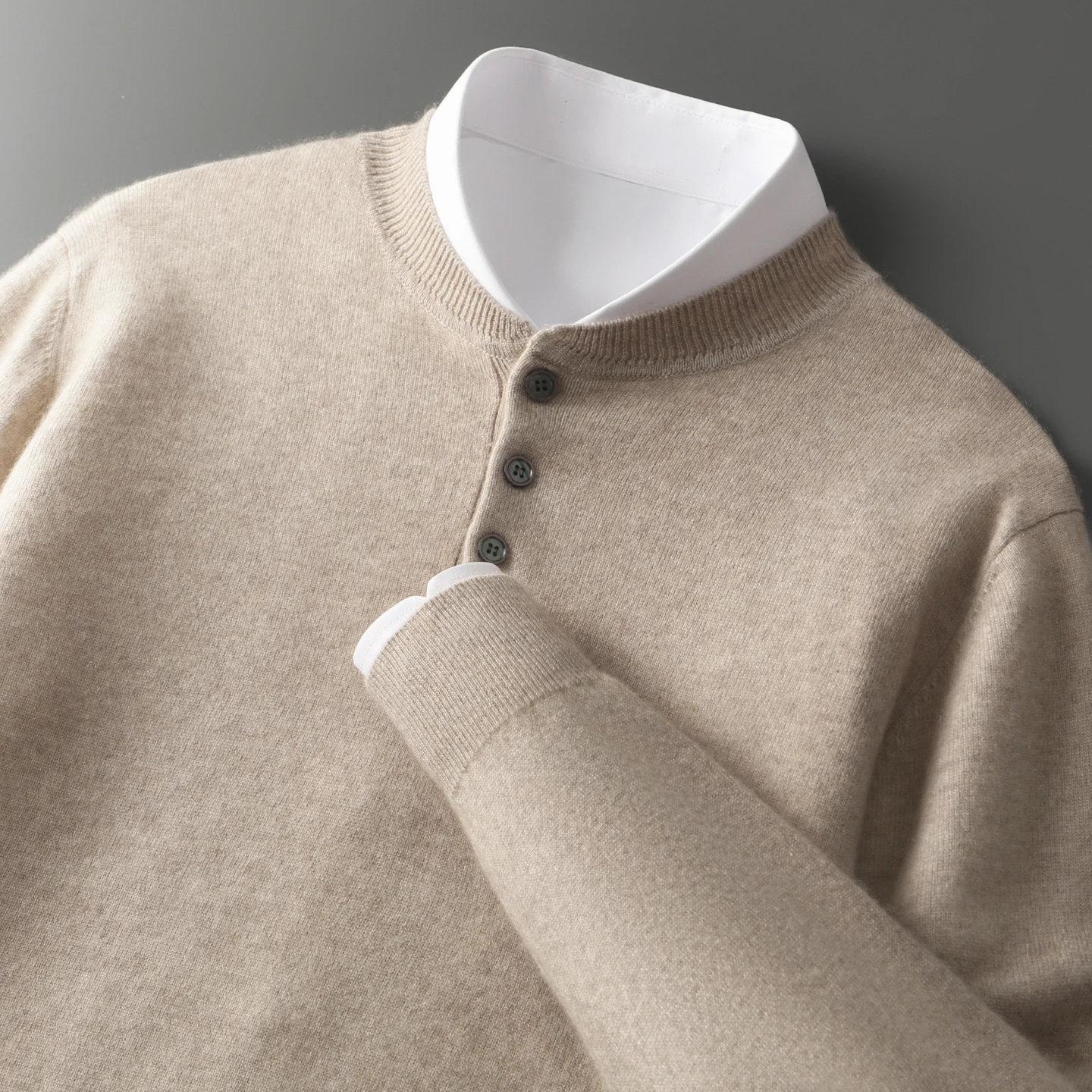

Baseball Collar Long Sleeve Pullover Men's 100% Cashmere Stylish Trendy Sweater Autumn Winter Classic Versatile Knit Inner Wear