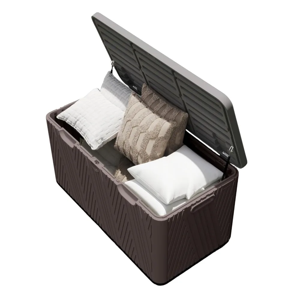 

110 Gallon Outdoor Storage Box, Waterproof Resin Deck Box for Indoor and Outdoor Use, Lockable Storage Container for Patio