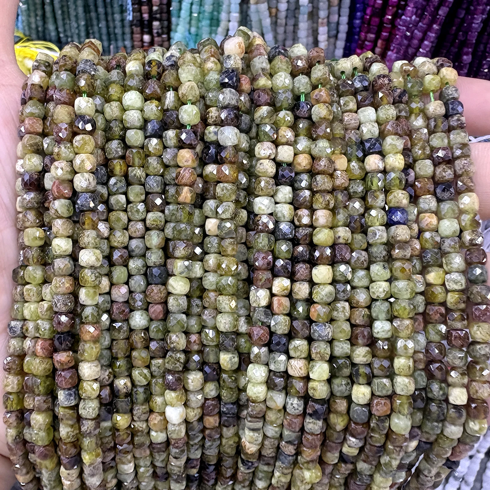 Natural Stone Faceted Squared Loose Bead Cubic Square Apatite Turquoise Fluorite Stone Accessories Making Diy Necklace Bracelet view 6