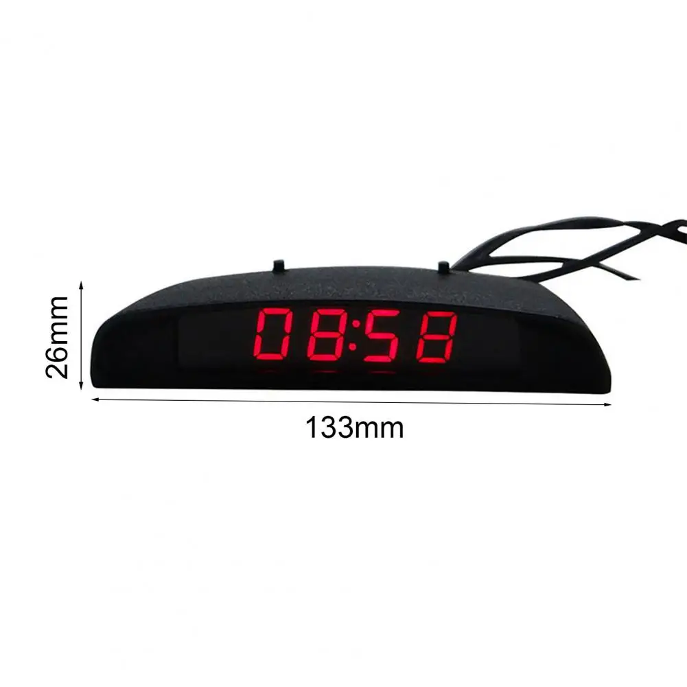 Practical Electronic Clock  3-in-1 Function Sturdy Car Thermometer  LED Car Digital Clock