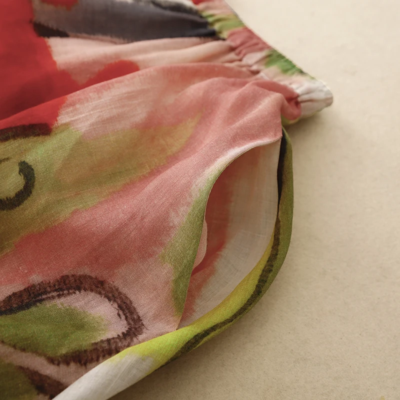 

Женская летняя новая льняная длинная юбка с принтом fiti, легкая юбка-зонтик трапециевидной формы с большим подолом