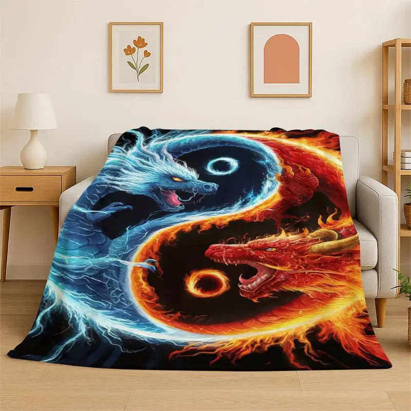Meditation Yin Yang Tai Chi Bagua Yoga Flannel Blanket Soft Throw Blanket for Bedroom Living Room Bed Travel Camping Picnic Nap