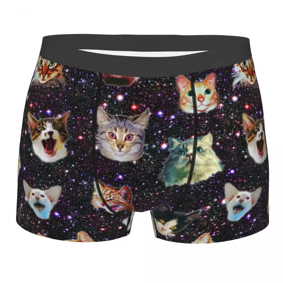 

Cat Heads In Outer Space Funny Galaxy Men Underwear Animal Boxer Briefs Shorts Panties Novelty Breathable Underpants for Male