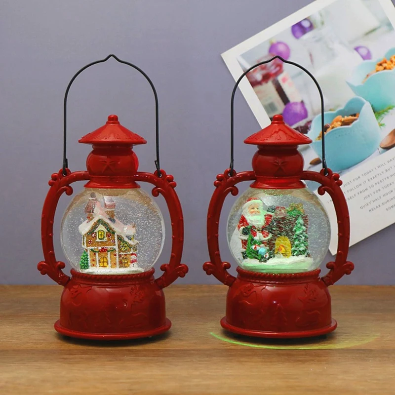 1 PCS Christmas Crystal Ball Lamp Snow Hanging Christmas Decorations Lantern For Home A