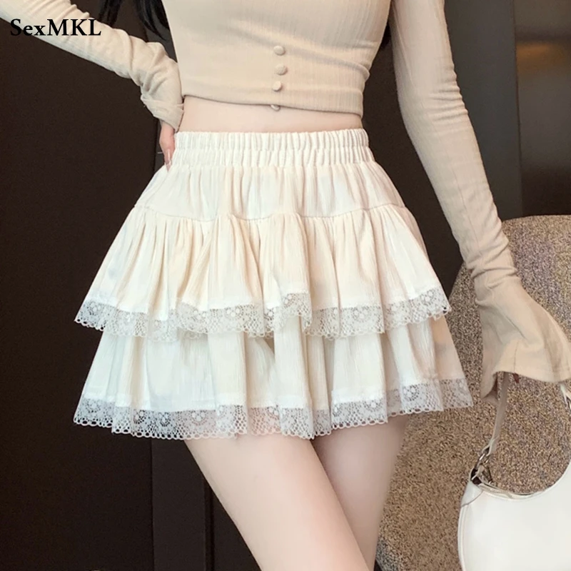 Casual Ball Gown Black Mini Skirts Women 2026 Korean Fashion Y2k Clothes High Waist Faldas Largas White Pleated Kawaii Skirt