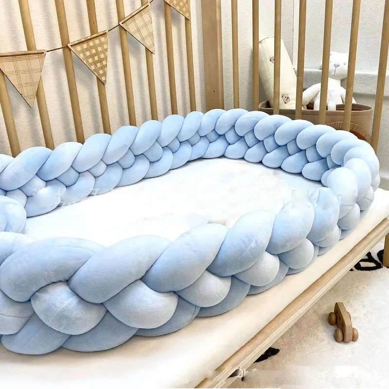 Newborn Baby Crib Bumper Cot 2M 3M 1M 4 Knotted Infant Protector Bedroom Decoration Cot Bumper Baby Bed Bumper