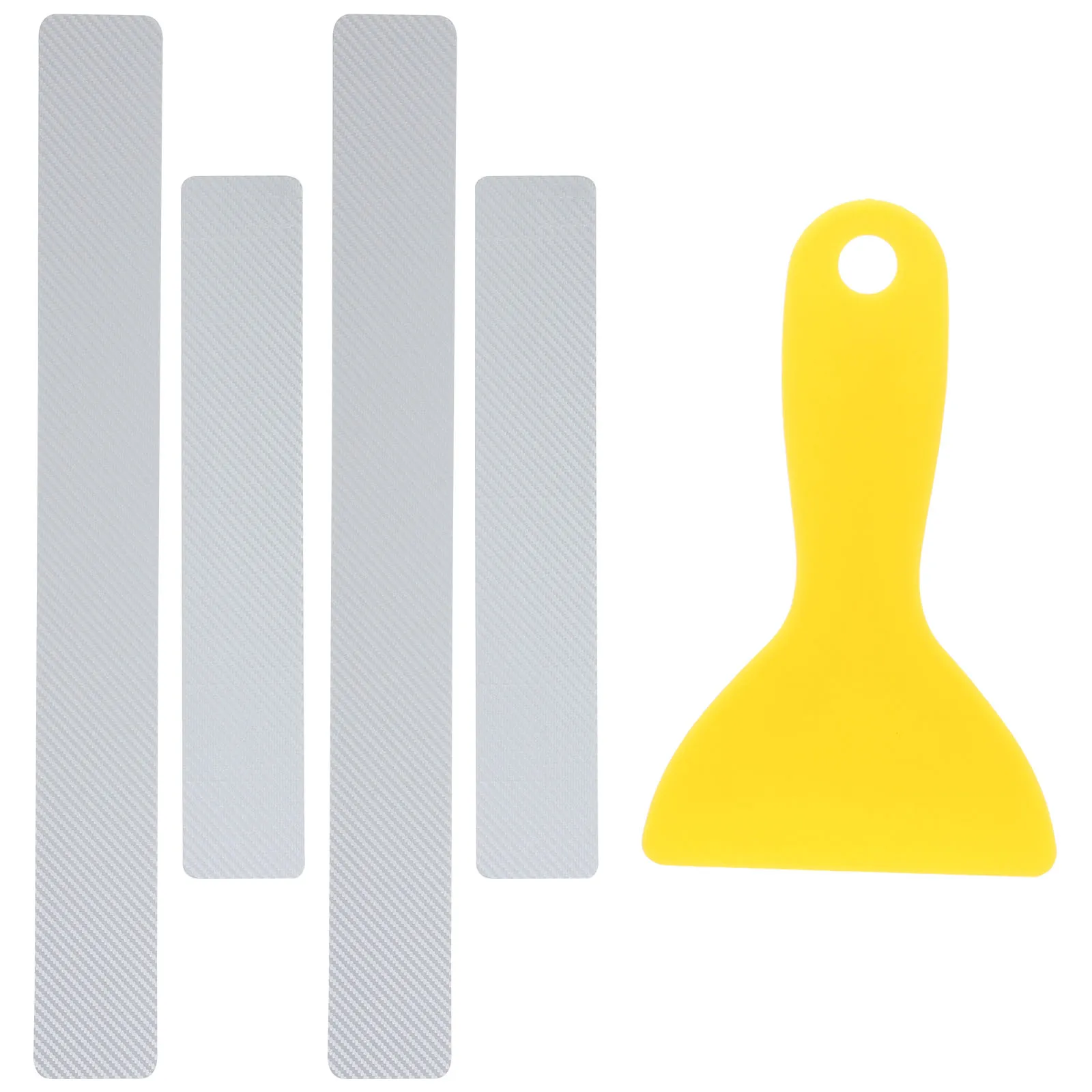 

4D Carbon Fiber Car Door Sill Stickers Silver Universal Fit Edges Protector Bumper Door Shield