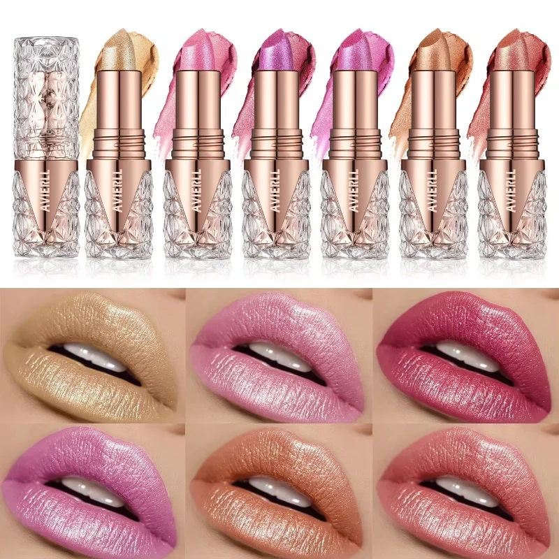 Fine Glitter Lipstick, Quicksand Gold Lipstick, Moisturizing Silky Mermaid Girl Pink, Long-lasting Waterproof， Grapefruit Orange