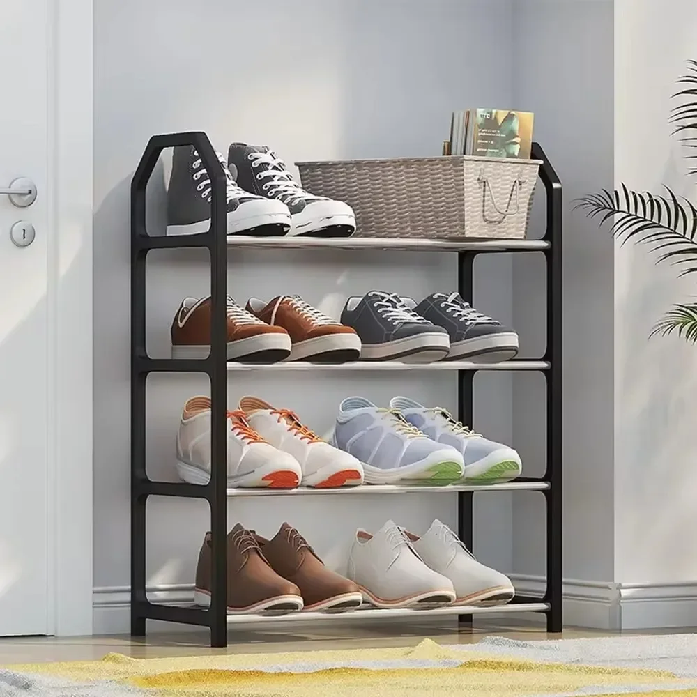 Simple Shoe Rack 4-Tier Assembled Shoe Stand Trapezoidal Home Shoes Organizer Holder For Living Room Portable Space Saving Shelf