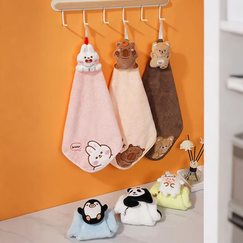 Animal Patterneds Kids Hand Towels Soft Corals Velvets Highly Absorbent Fast Drying For Kitchens And Bathrooms