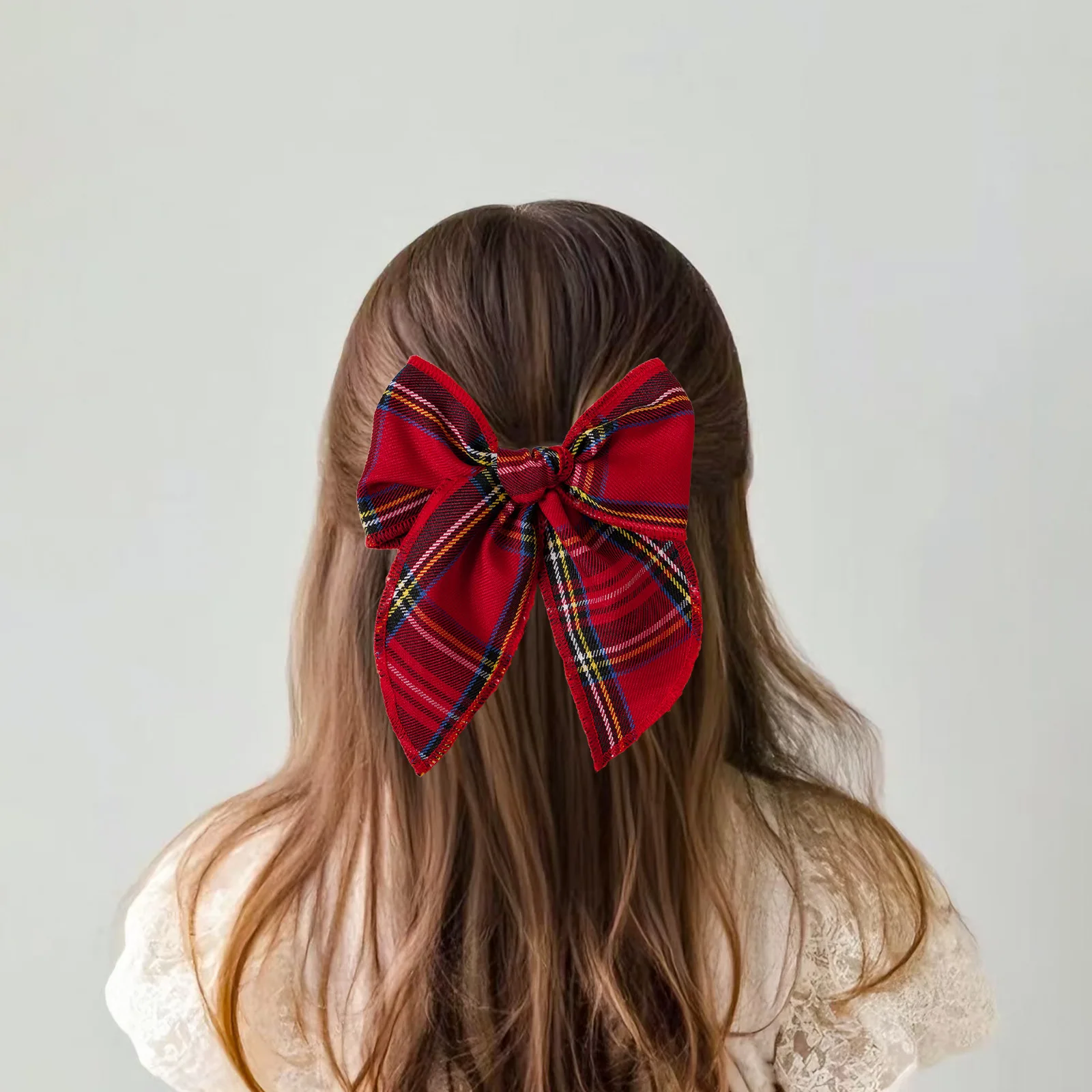

Pure Cotton Bow Children Duckbill Clip Plaid Japanese Style College Ponytail Clip Lolita Sweet Girls Hair Styling Accessories