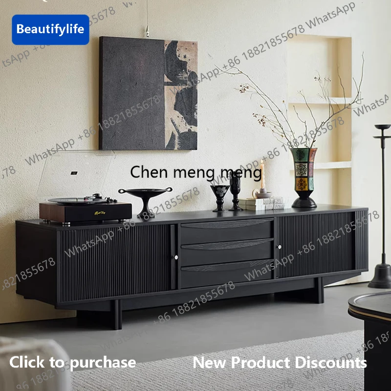 

Тумба под телевизор E8000 для гостиной, домашняя система хранения, интегрированная тумба из массива дерева, черная, в ретро-стиле