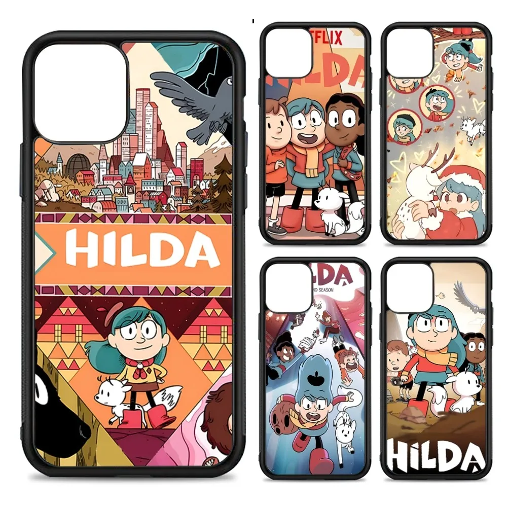 Cartoon H-Hilda Phone Case Silicone PC+TPU Case For iPhone 14 11 12 13 Pro Max 8 7 6 Plus X XR Hard Fundas