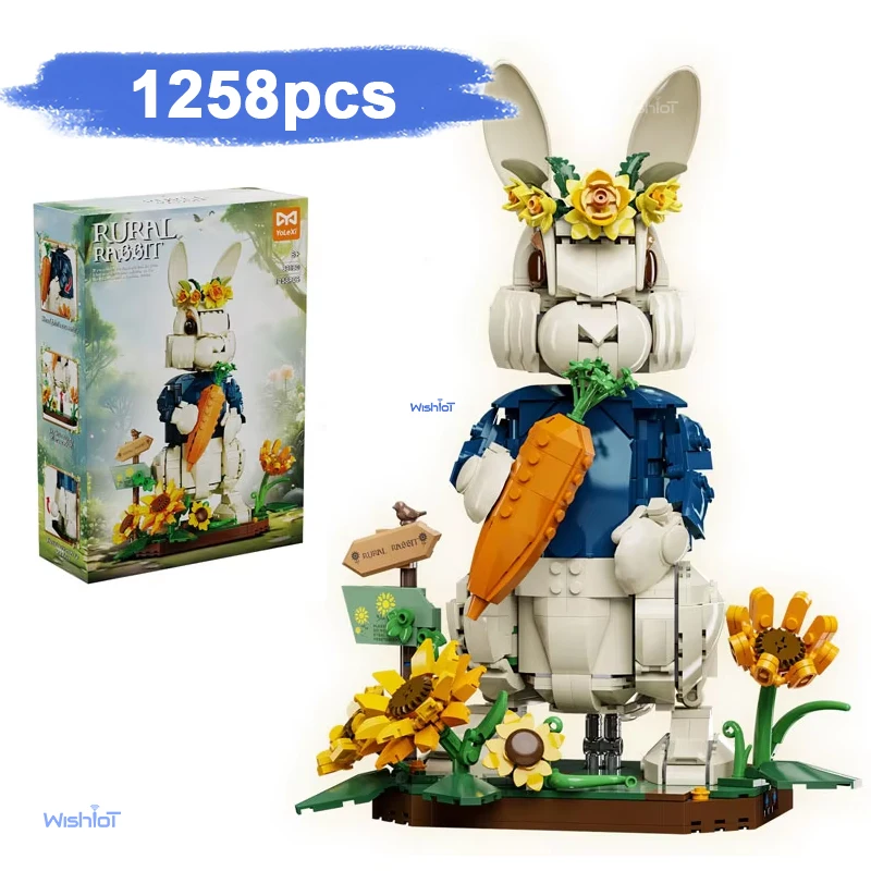 33130 conejos pastorales 1258 Uds Kit de bloques de construcción animales juguetes ensamblados para chico creatividad regalos de cumpleaños