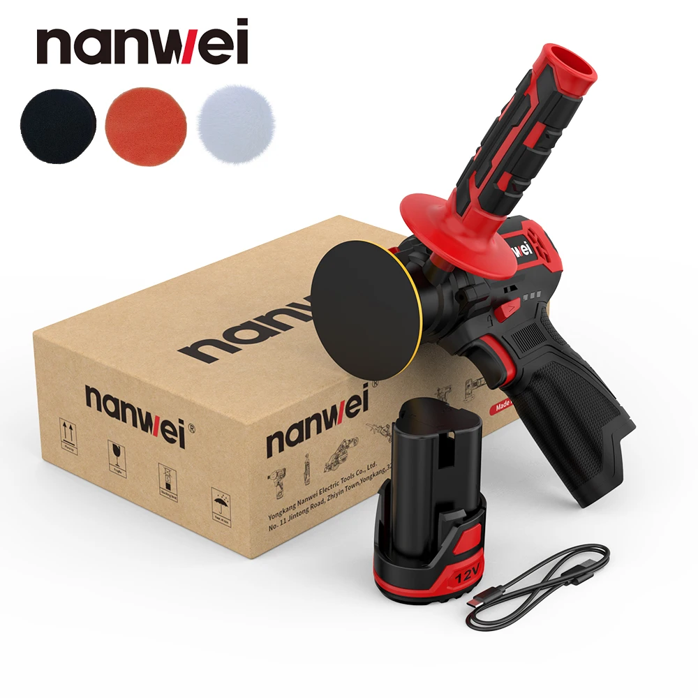 Nanwei Car Polishing Machine 12V Mini Wireless Beauty Polishing Disc for Small Cars Polishing Scratches Repair Waxing