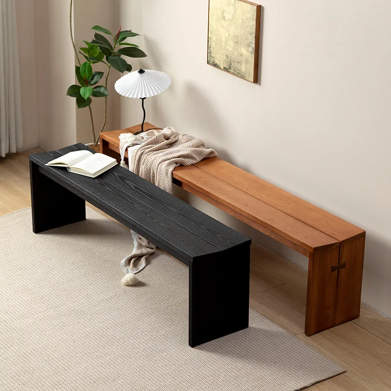 Nordic solid wood bench household log benchstool ash wood bench cherry wood butterfly multi-function