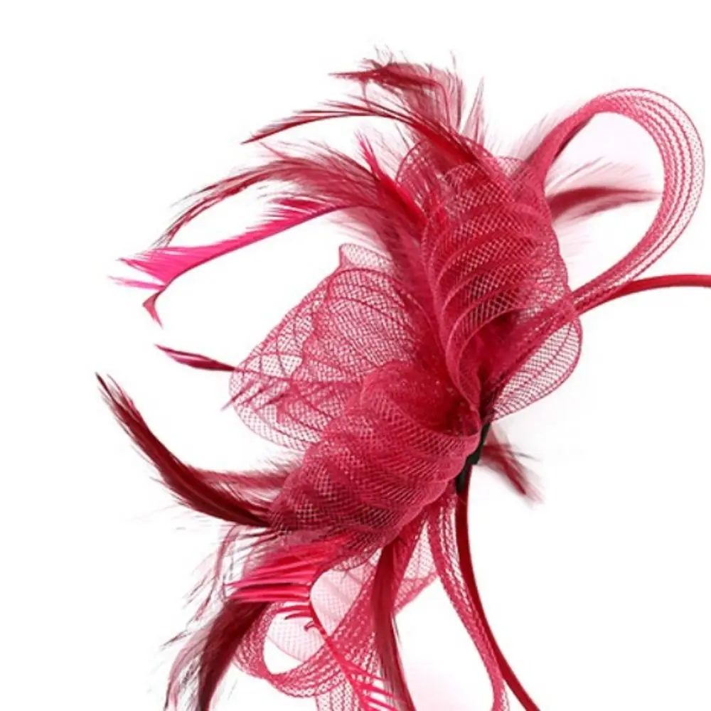 

Retro Ladies Headwear Hat Decor Large Floral Hair Clip Women Feather Fascinator Headband