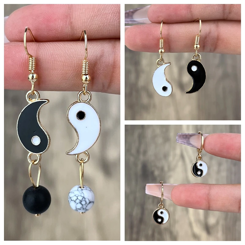 Oil Drip Tai Chi Gossip Drop Earrings For Women Niche Design Simple Ladies Birthday Party Gift Jewelry Wholesale Direct Sales