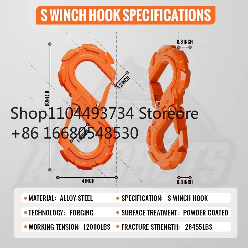 T3sAUTOBOTS High-Quality Trailer Winch Tow Hook Ratchet Strap for Winch Forged Heavy- Winch Hook with Flat Hook Trailer