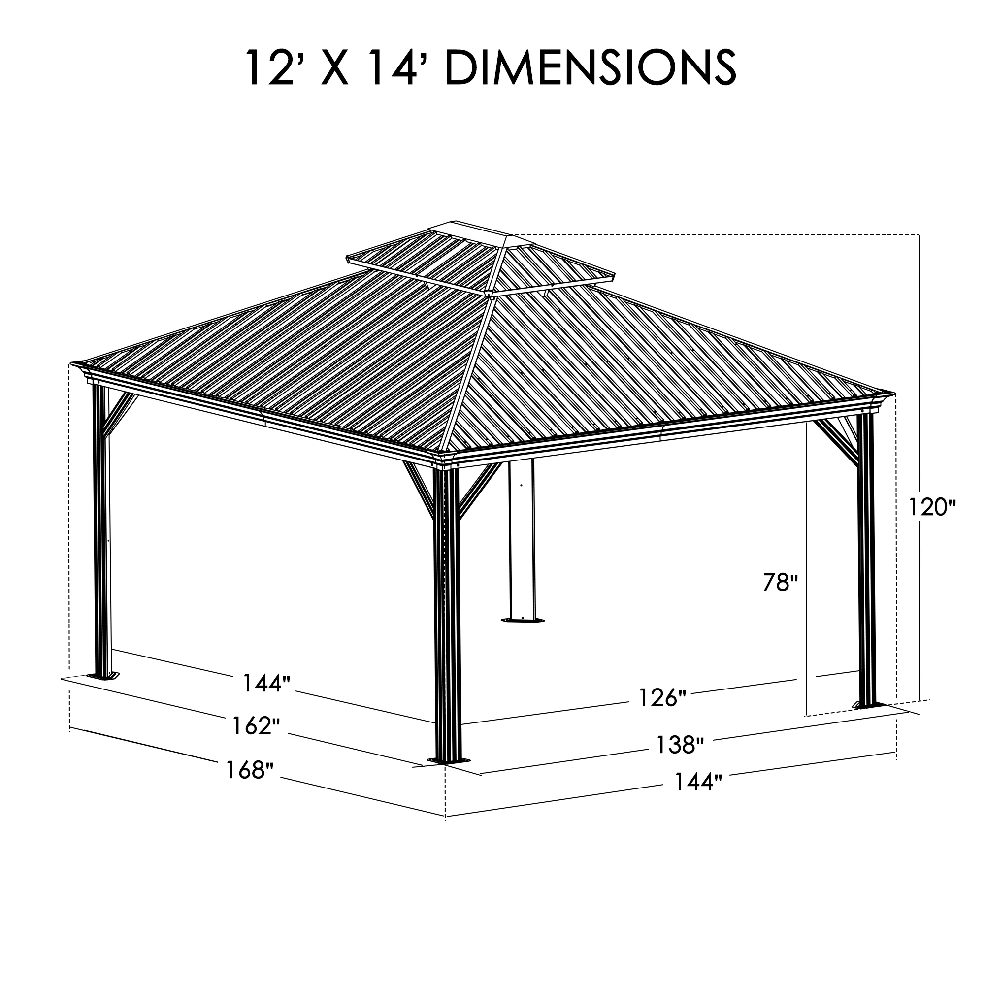 Luxury Super 3.65X4.25 M Hardtop Aluminum Gazebo Tent Strong Sidewall Powder Coated Frame Elegant Pergola Arbours For Outdoor